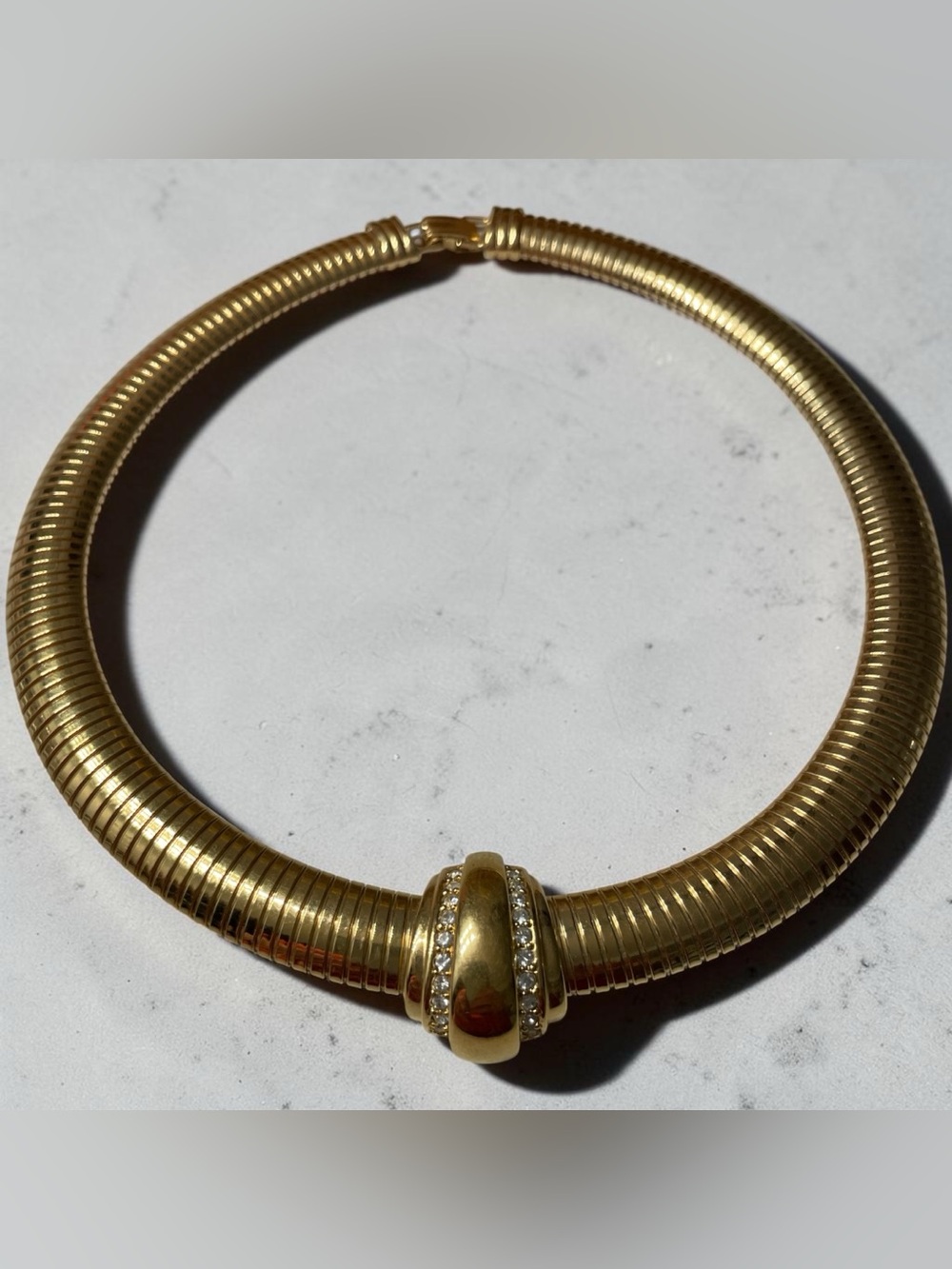 Avon Gold-Tone 100th Anniversary Omega Choker with Crystal-Trimmed Slider